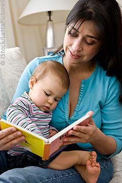 mother reading to child