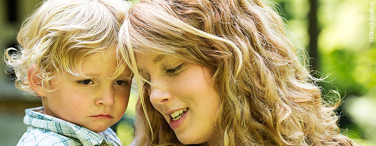 mom talking to son