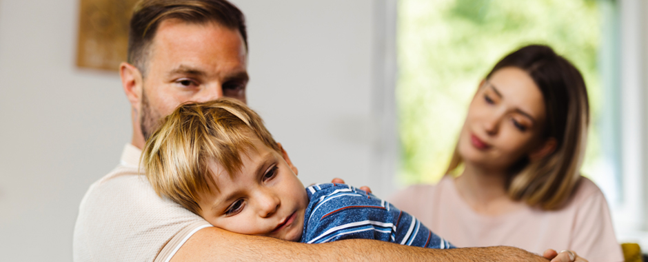 parents with sad child