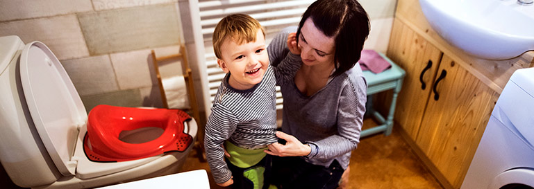 Mother and Son in Bathroom