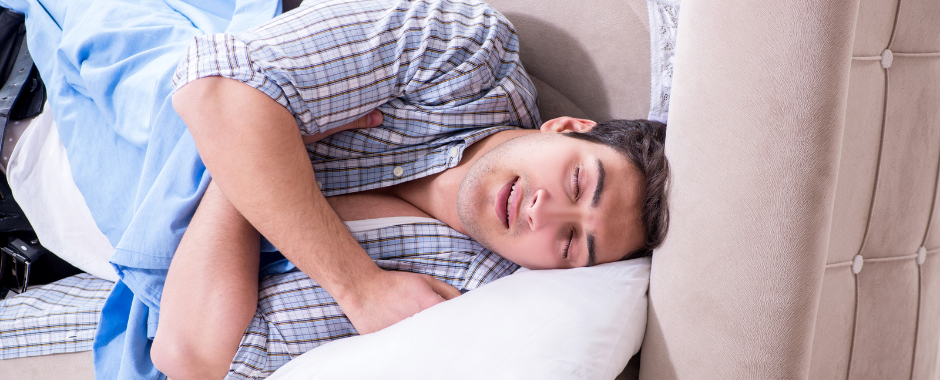 College kid home for summer on couch